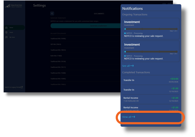 Transaction list